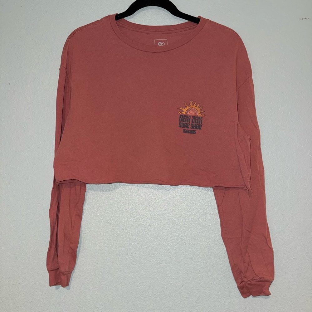 Rust Sunset Cropped Long-Sleeve Tee - Women Size S